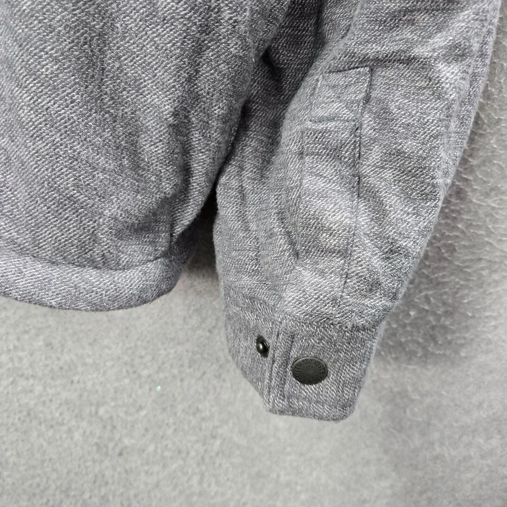 Levi Men Jacket XL Gray Heather Sherpa Lined Shirt Shacket Pockets Collar‎